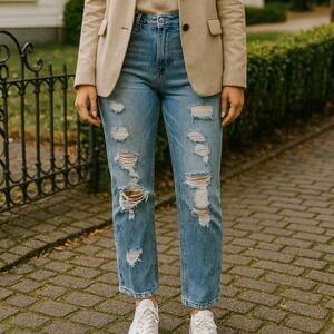 GARAGE Skinny Jeans Womens Size 7‎ Blue Distressed Ripped Light Wash Denim